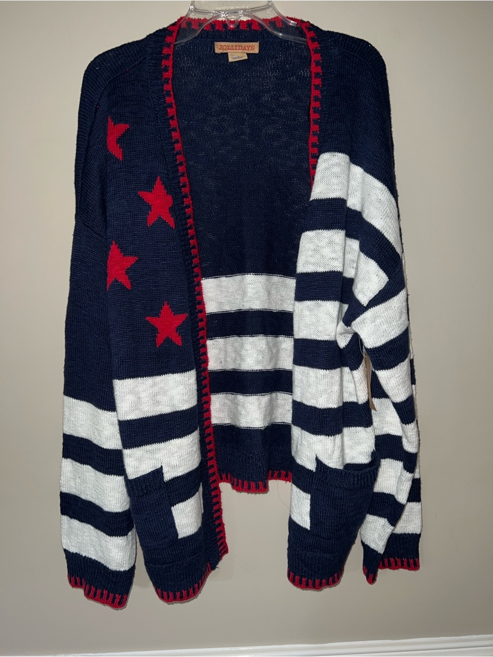 Jollidays American Flag Striped Cardigan Sweater - NWT - X- Large
